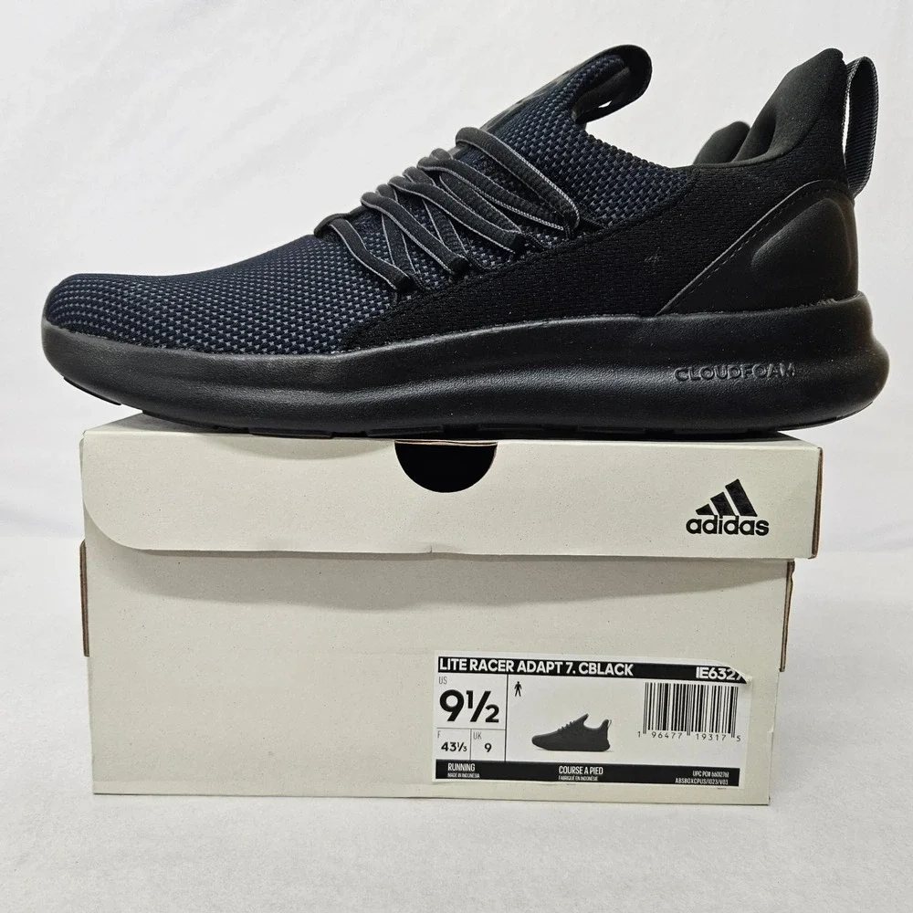 Adidas lite Racer Adapt 7.0 Running Shoes IE6327 Core Black Men's Size 9.5‎